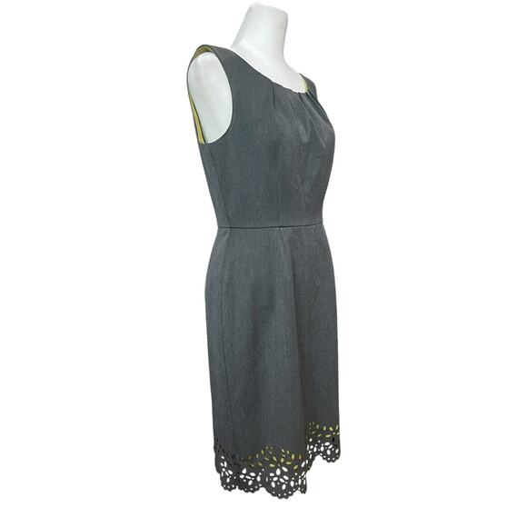 Muse Women's Sheath Dress‎ Size 6 Gray Green Silk Eyelets Career Sophisticated - Picture 8 of 9